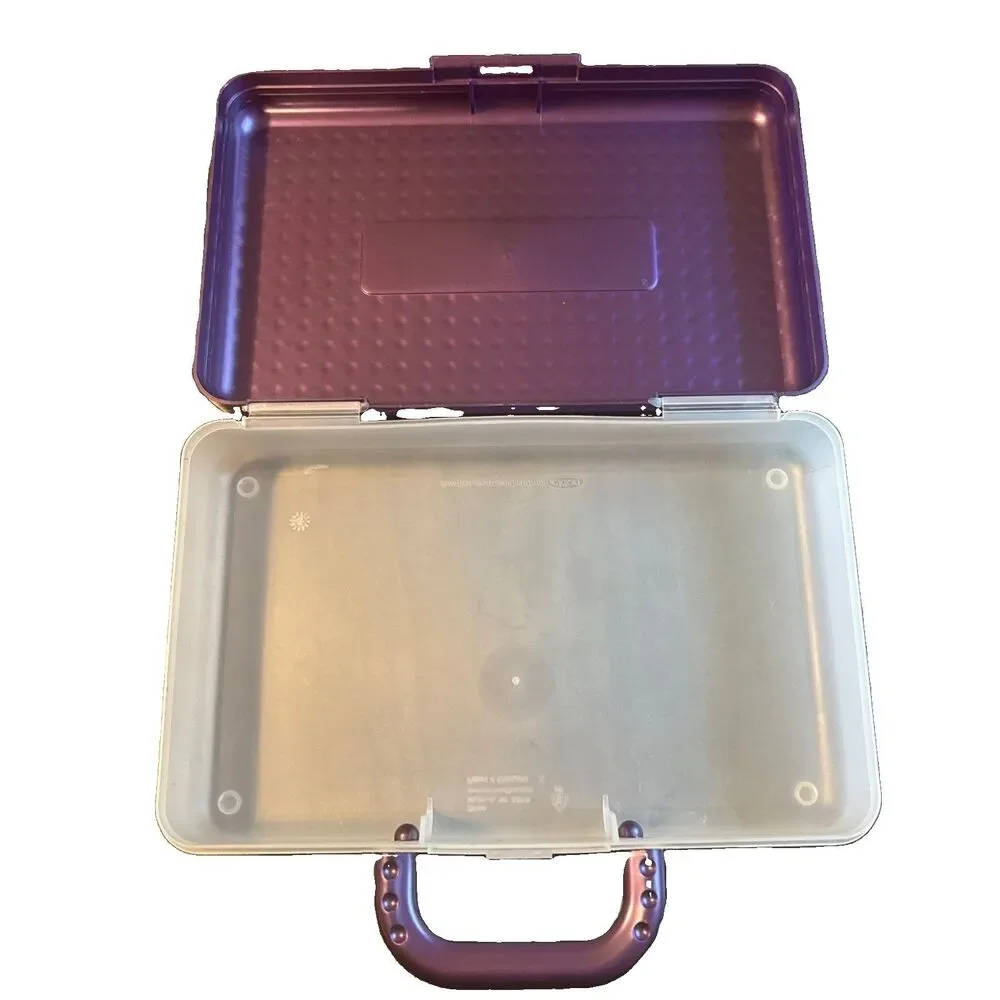 Vtg Spacemaker purple art case with handle plastic storage Newell 11 x 6.5 in
